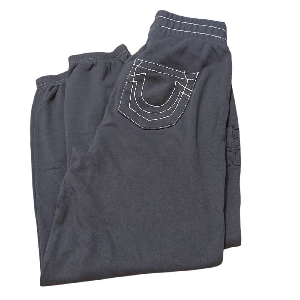 True Religion Big T Joggers Mens Grey Sweatpants Thick Stitch Horseshoe Pocket M